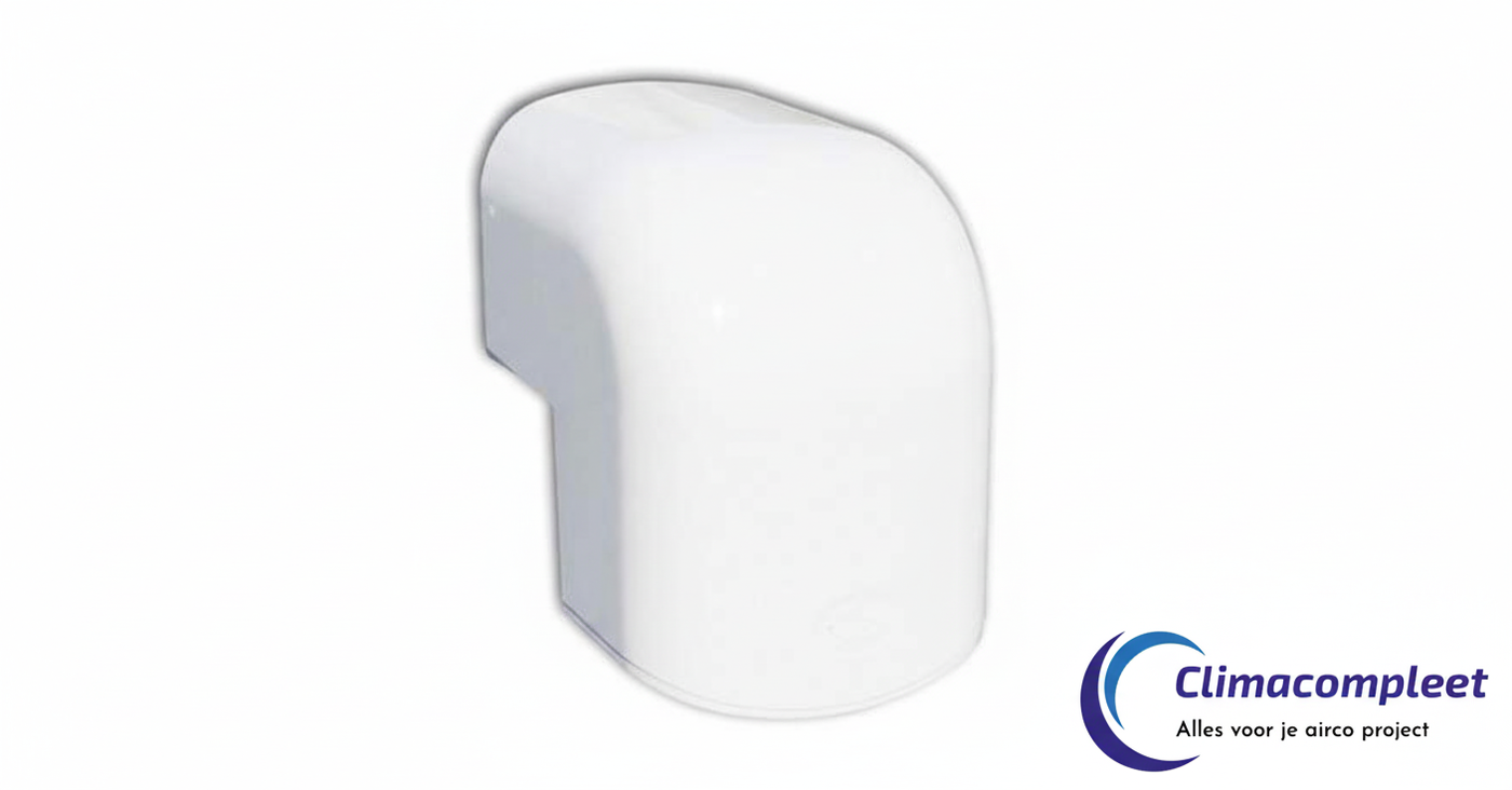 Witte Tecnosystemi Optima Buiten Bocht 90 graden CAE75 voor 75 mm airco leidinggoot, RAL 9010.