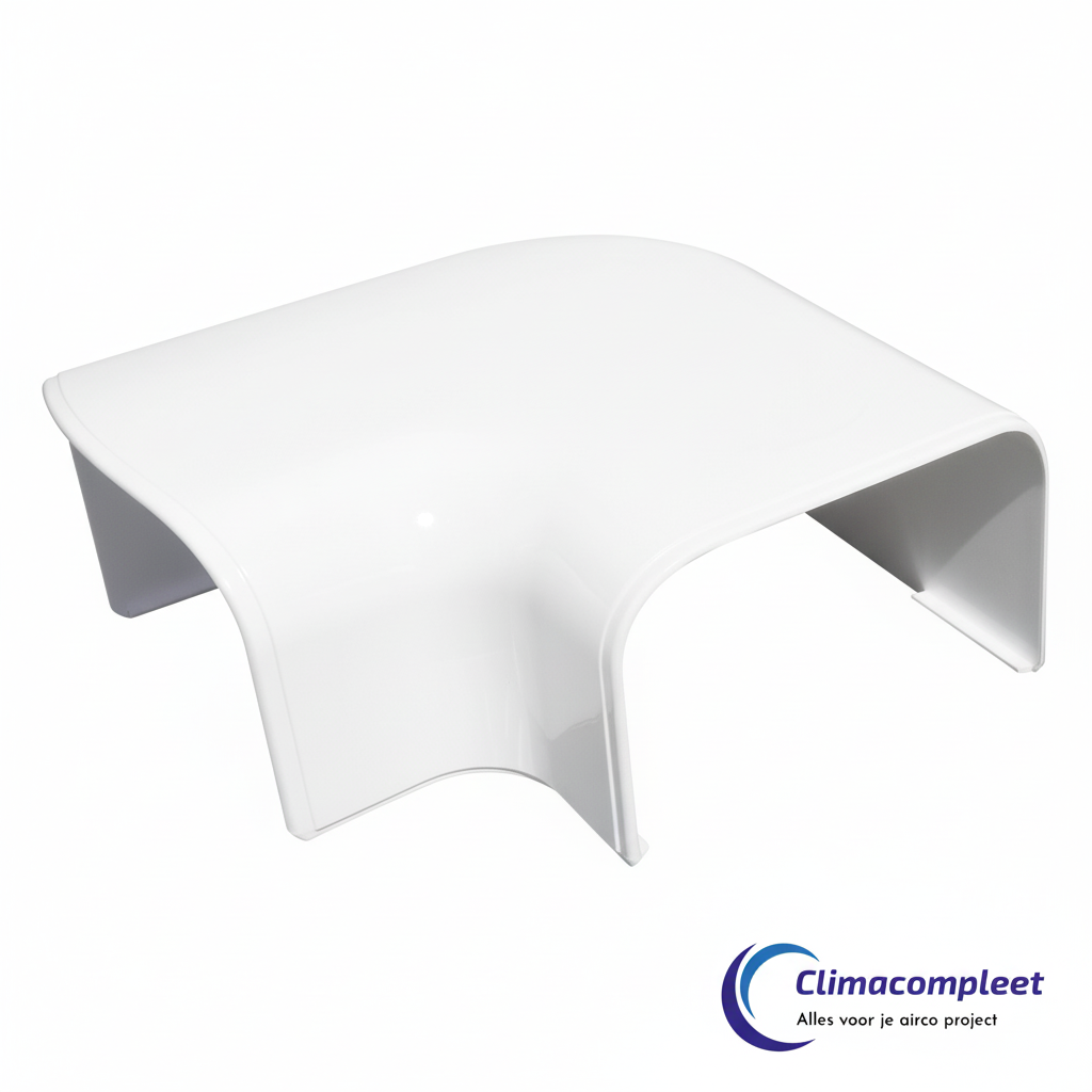 Witte Tecnosystemi Optima Platte Bocht 90 graden CP75 voor 75 mm airco leidinggoot in RAL 9010.