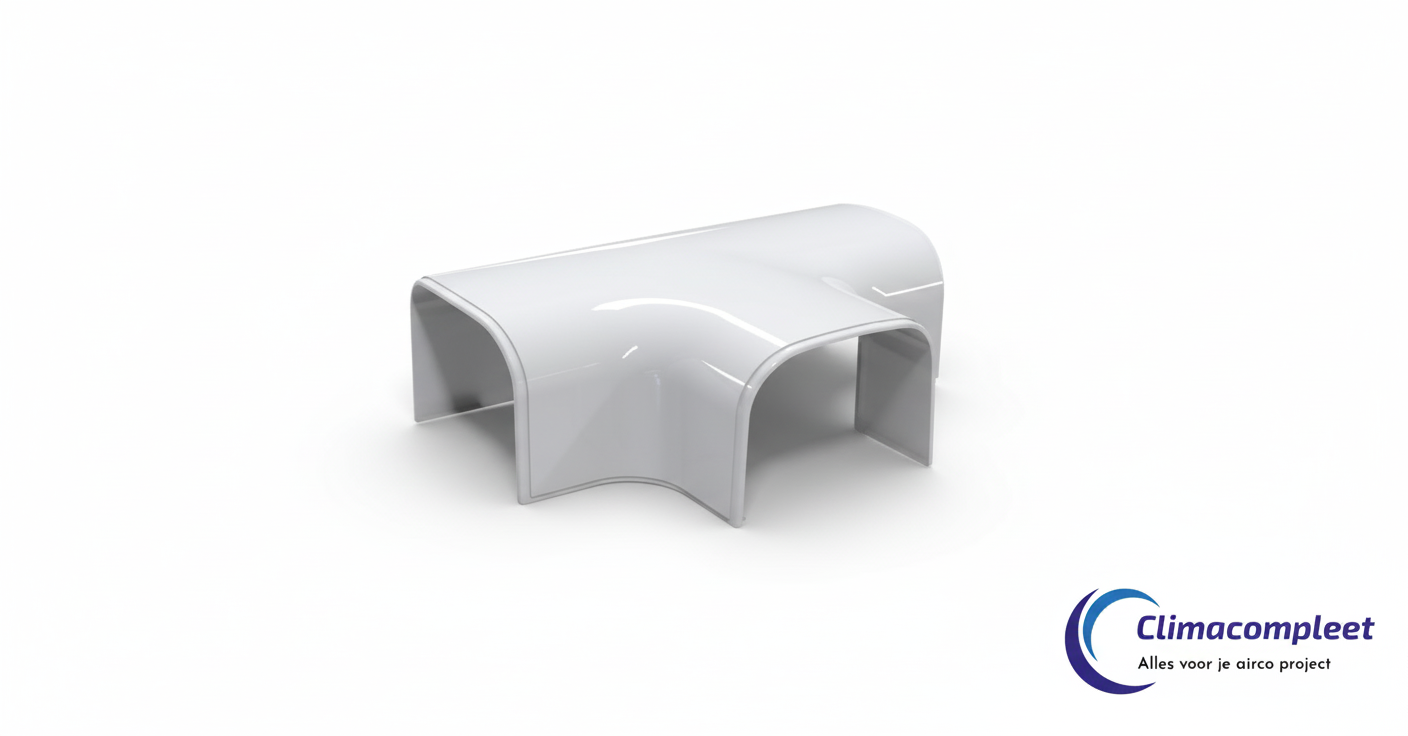 Wit Tecnosystemi Optima T-stuk DT75 75mm met 3x verloop naar 62mm voor airco leidinggoot, RAL 9010.