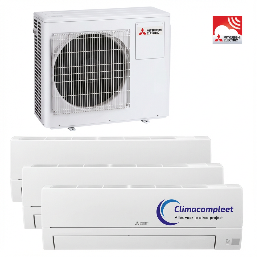 Mitsubishi Electric Basis Multi split Set: 5kw buitendeel 2x 2,5 & 1x 3,5 kW