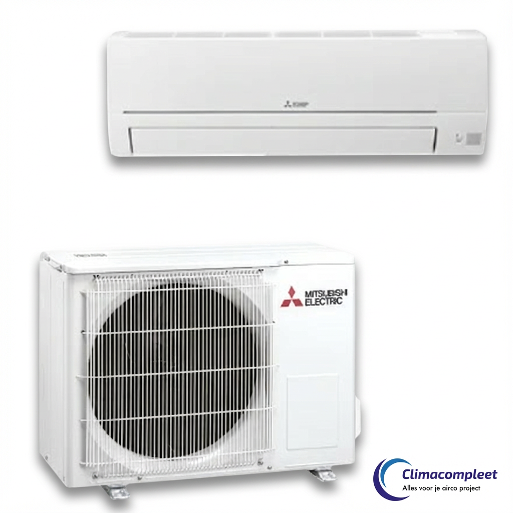 Mitsubishi Electric Single Split airco systeem, bestaande uit wandmodel binnenunit en buitenunit