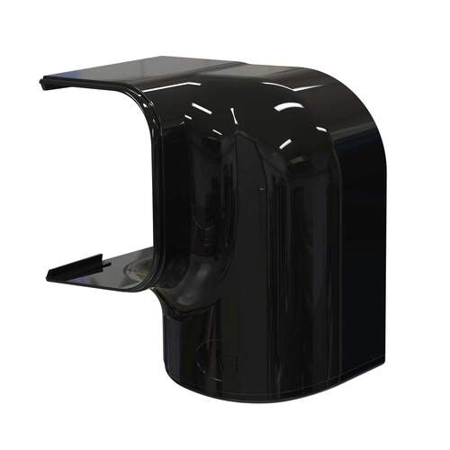 Tecnosystemi Optima linksdraaiende bocht 90° (MRD75) Zwart RAL 9005 voor het afwerken van haakse bochten in de airco leidinggoot.