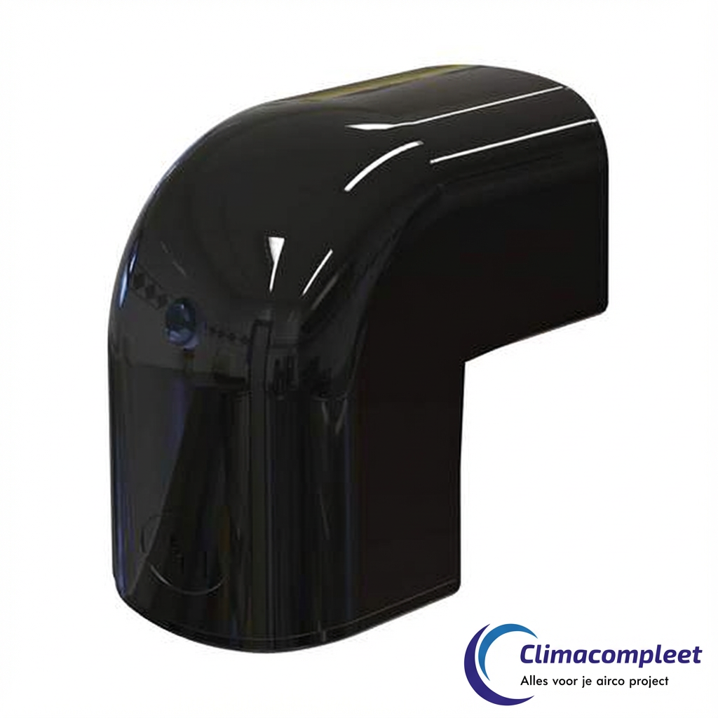 Buiten Bocht Tecnosystemi Zwart Ral 9005 voor verticale en horizontale bochten om hoek. 