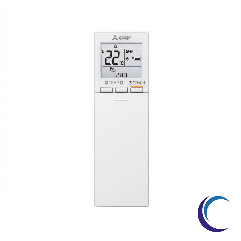 afstandsbediening van een Mitsubishi electric Ay model. gevoerd in zelfde kleur als binnen unit 