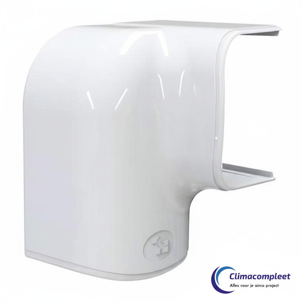 Tecnosystemi Optima rechter bocht MRD75 75 mm, verticaal en horizontaal bruikbaar, in RAL 9010 wit.