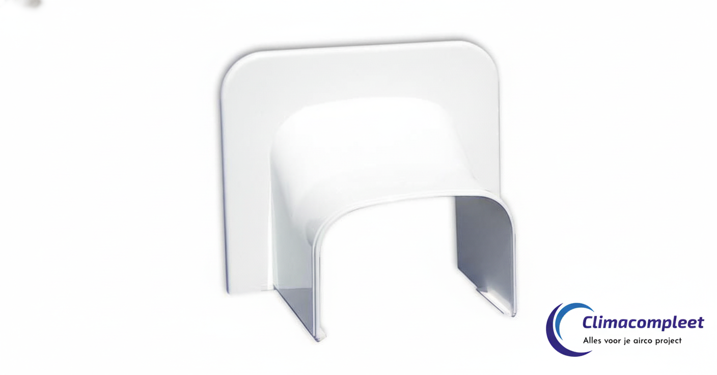 Wit Tecnosystemi Optima plafond en wand eindstuk TA75 75 mm voor de afwerking van airco doorvoeren, RAL 9010.