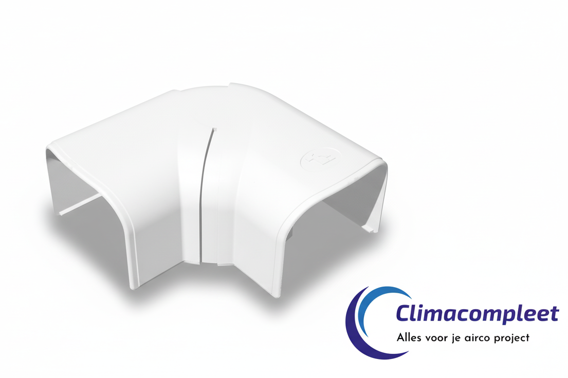 Witte Tecnosystemi Optima Verstelbare Platte Bocht 45-90 graden CPS75 voor 75 mm leidinggoot, RAL 9010.