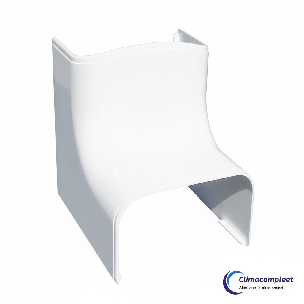Tecnosystemi Optima Binnen Bocht 90 graden CAI75 Zuiverwit RAL 9010 voor 75 mm airco leidinggoot.