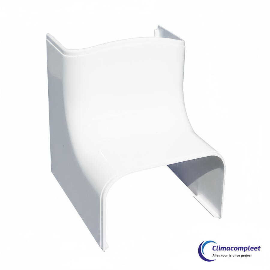 Tecnosystemi Optima Binnen Bocht 90 graden CAI75 Zuiverwit RAL 9010 voor 75 mm airco leidinggoot.
