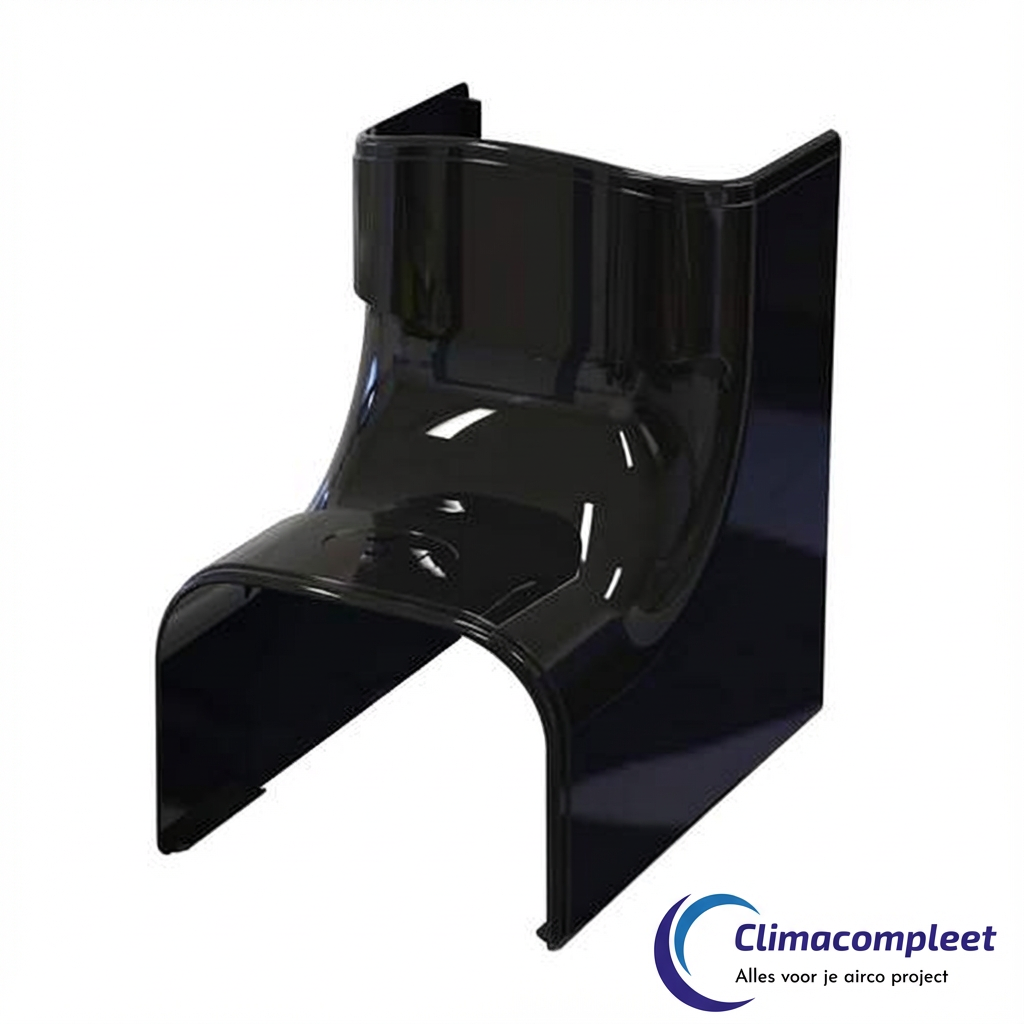 Tecnosystemi Optima Binnen Bocht 90° (CAI75) - Zwart RAL 9005 voor nette hoekafwerking van de airco leidinggoot.