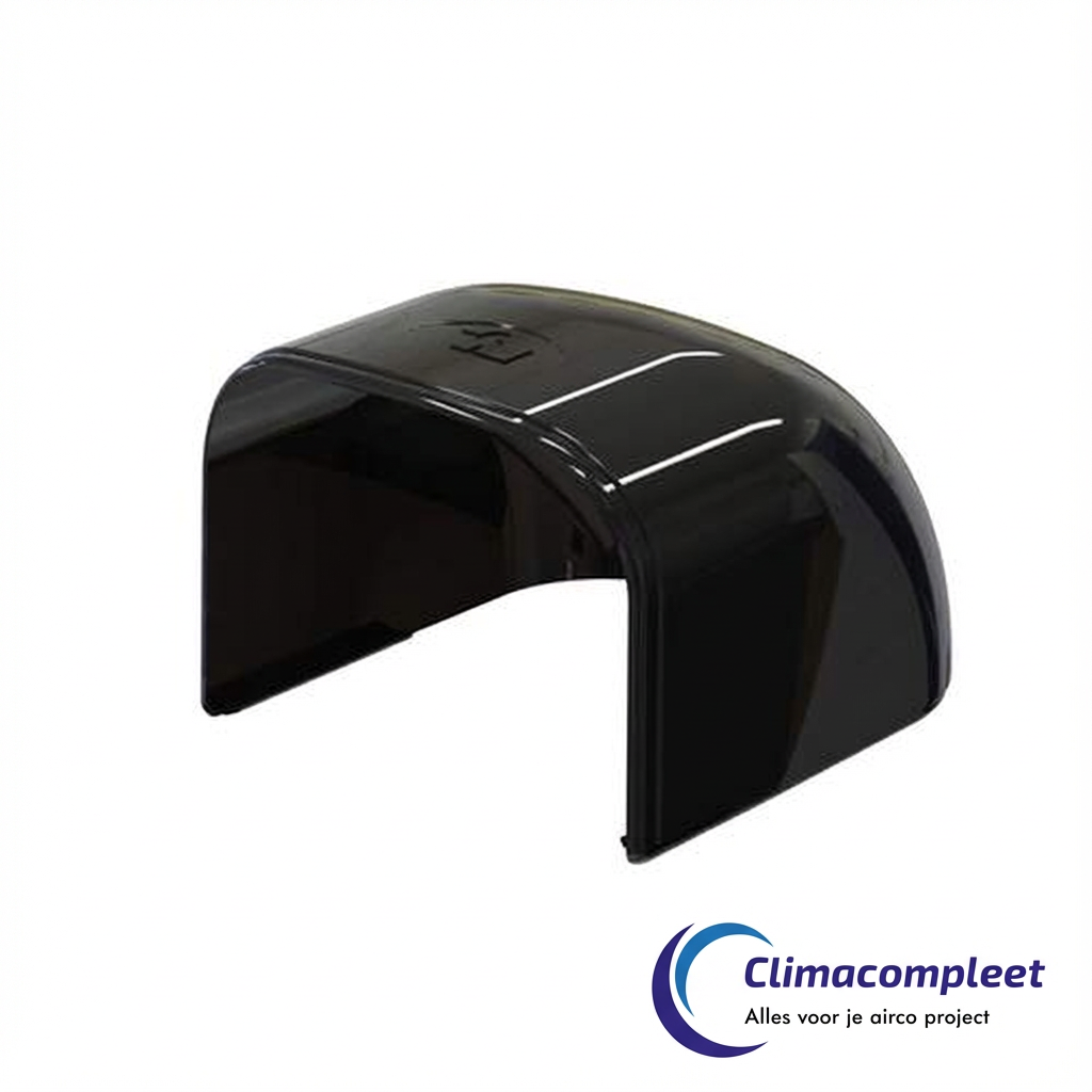 Zwarte Tecnosystemi Optima Eindkap RAL 9005 voor nette en waterdichte afsluiting van airco leidinggoot.