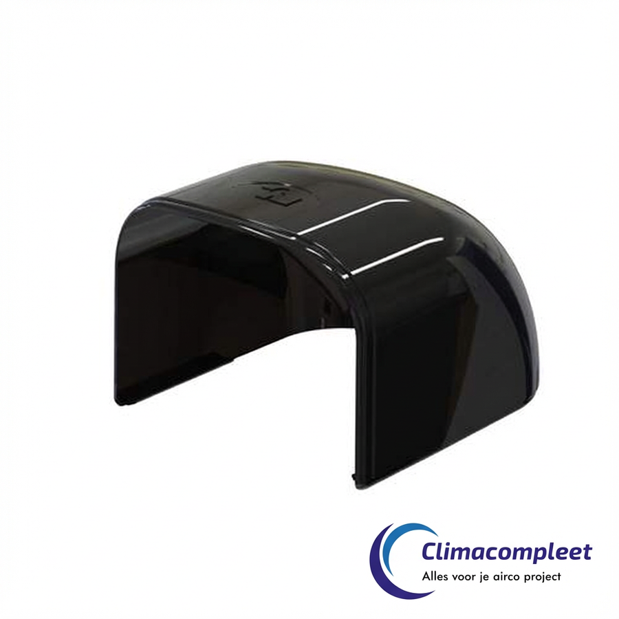 Zwarte Tecnosystemi Optima Eindkap RAL 9005 voor nette en waterdichte afsluiting van airco leidinggoot.