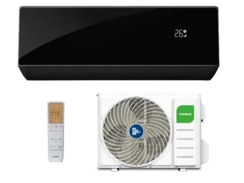 Kaisai Pro Heat+ 2,6 kW zwart set – zwarte binnenunit met buitenunit en afstandsbediening