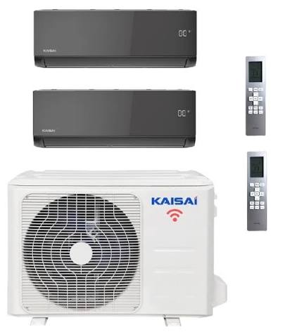 Kaisai Multi Split Set 5,3 kW met 2 ICE wandunits zwart en buitenunit