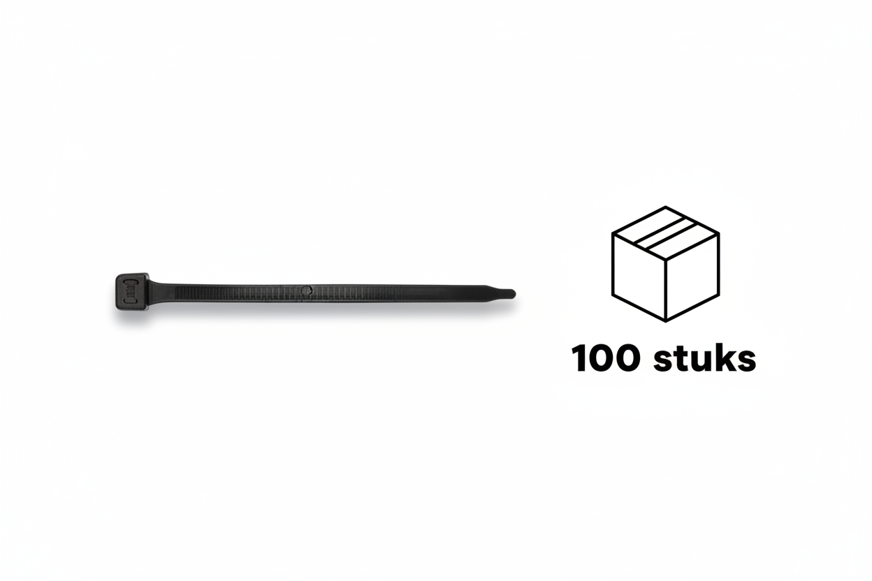 Kabelbinders 300x4,5mm zwart UV-bestendig 100 stuks