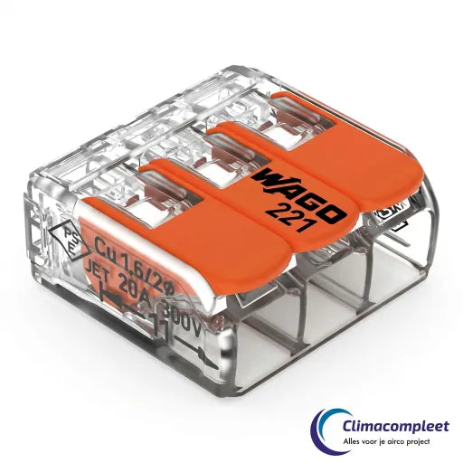 WAGO 3V verbindingsklem t/m 4mm² soepel en massief - Serie 221-413 25 stuks