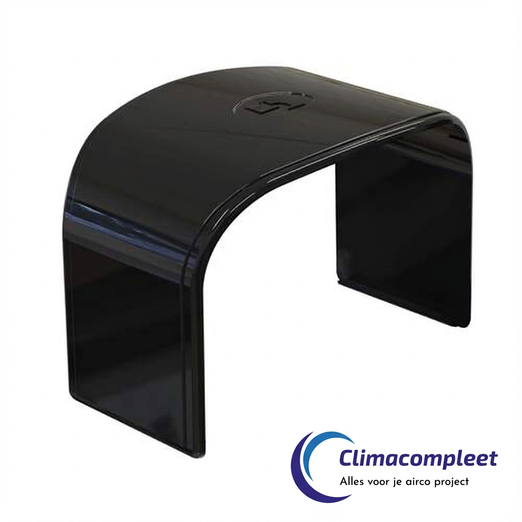 Zwarte Tecnosystemi Optima koppelstuk (overgangsplaat) RAL 9005 voor het netjes verbinden van de Airco Goten 