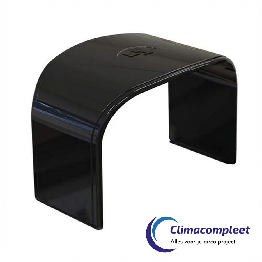 Zwarte Tecnosystemi Optima koppelstuk (overgangsplaat) RAL 9005 voor het netjes verbinden van de Airco Goten 